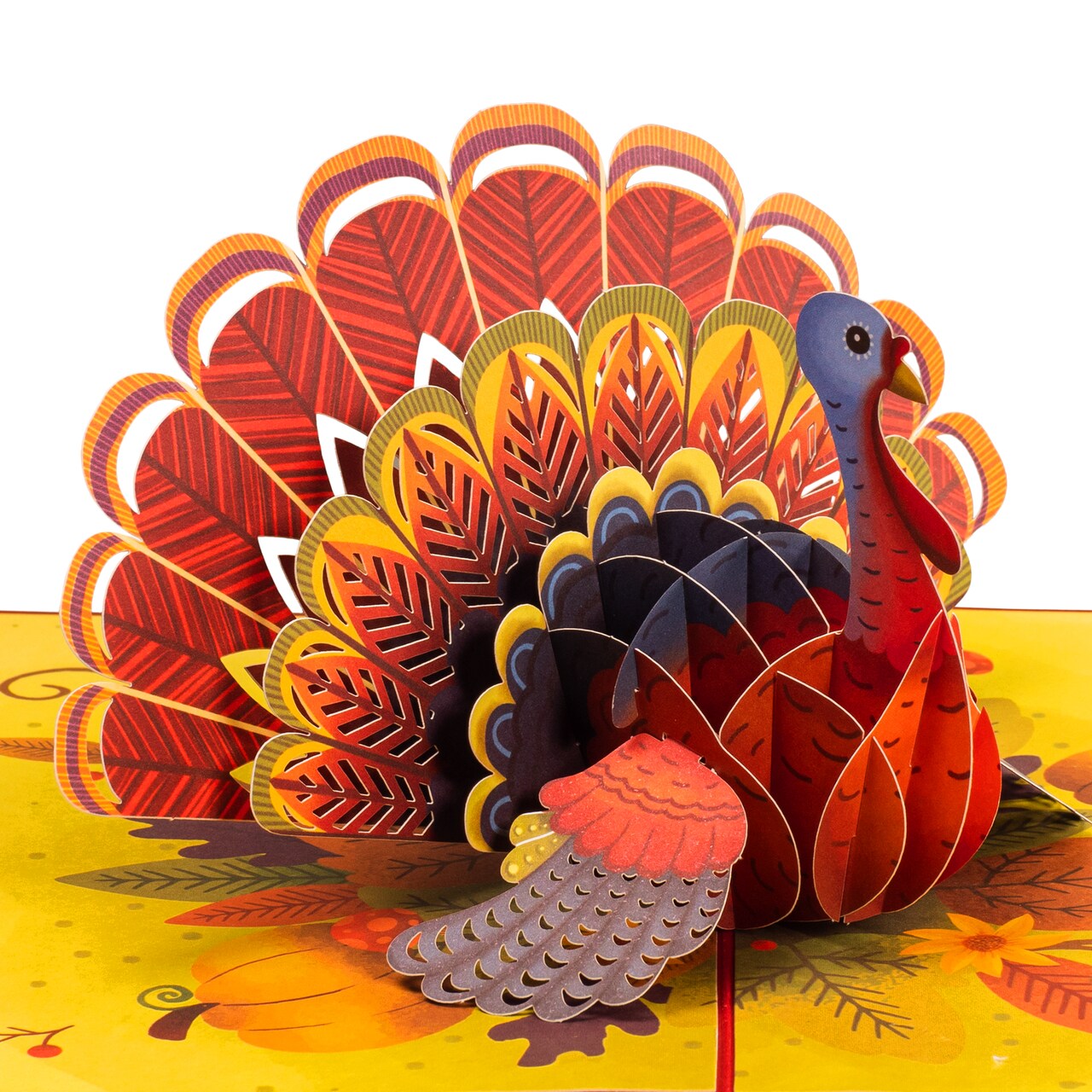 Paper Love 3D Pop Up Card - Thanksgiving Turkey Greeting, Perfect for Hostess Gift & Fall Holiday Wishes - 5" x 7" Cover with Note Tag